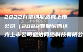 2022有望纳斯达克上市公司（2022有望纳斯达克上市公司盛达网络科技有限公司）